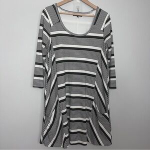 Fifth & Park Black & White Boxy Relaxed Fit Dress Large Pockets Size Large EUC